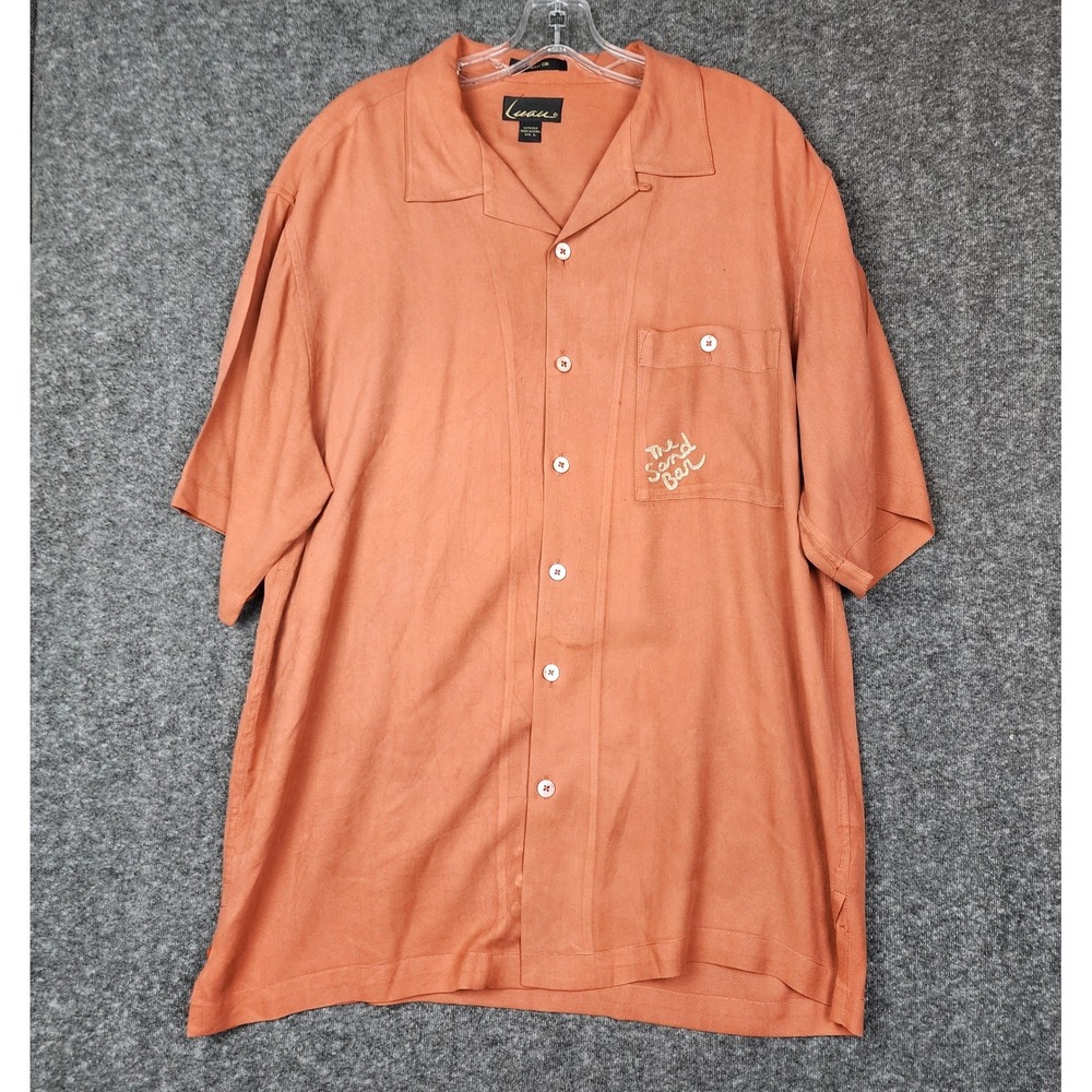Luau Silk Camp Shirt Mens Large The Sand Bar Embroidered Cocktail Tropical